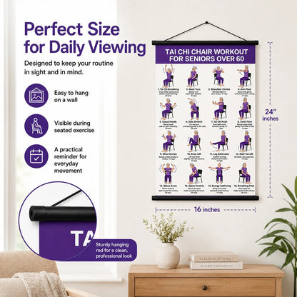 Tai Chi Chair Workout Chart for Seniors (16 x 24 inches)