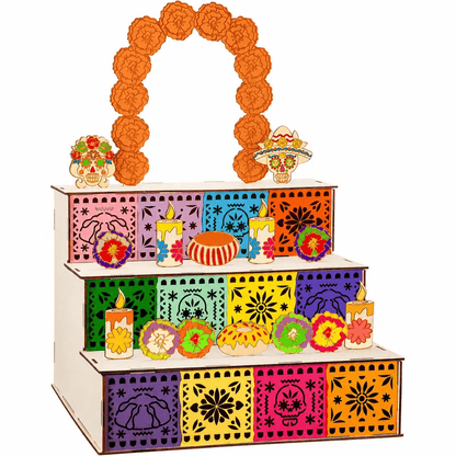 🏵️Day of the Dead Wooden Altar Display Set | 💕Death is not the end of life, forgetting is(📦Buy 2 Free Shipping)
