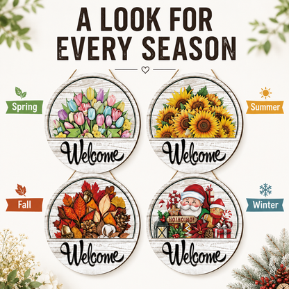 🌟 16-in-1 Interchangeable Seasonal Welcome Sign for Front Door 🚪 Porch Decor & Holiday Home Decorations