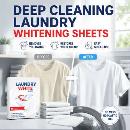 Deep Cleaning Laundry Whitening Sheets, Powerful Stain Remover Brightening Fabric Laundry Cleaning Sheets
