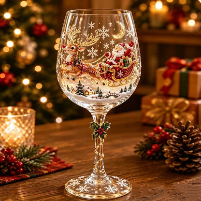 🎄 Christmas Hosting Essential | Festive 3D Wine Glass Gift Set