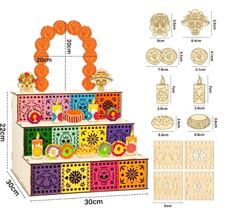 🏵️Day of the Dead Wooden Altar Display Set | 💕Death is not the end of life, forgetting is(📦Buy 2 Free Shipping)