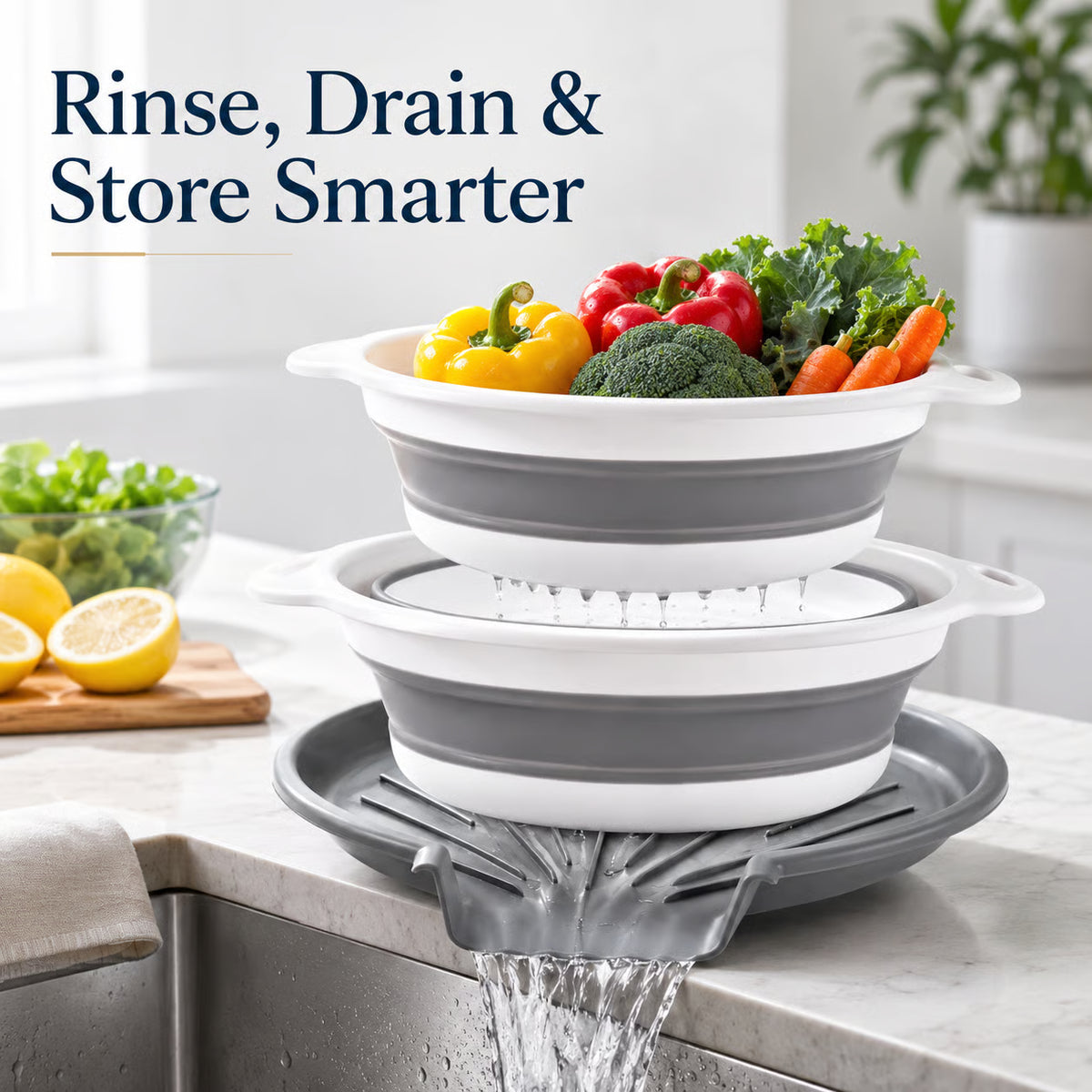 🥬 3-Piece Collapsible Colander Set