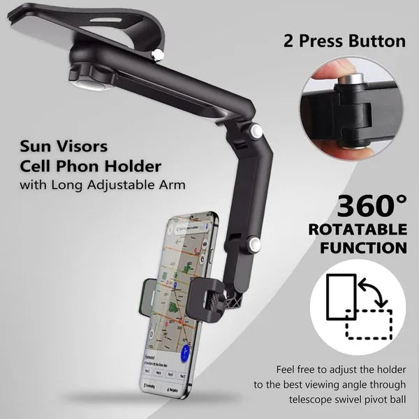 🏆New 1080° Multi-function Sun Visor Universal 360 Degree Rotating Phone Holder