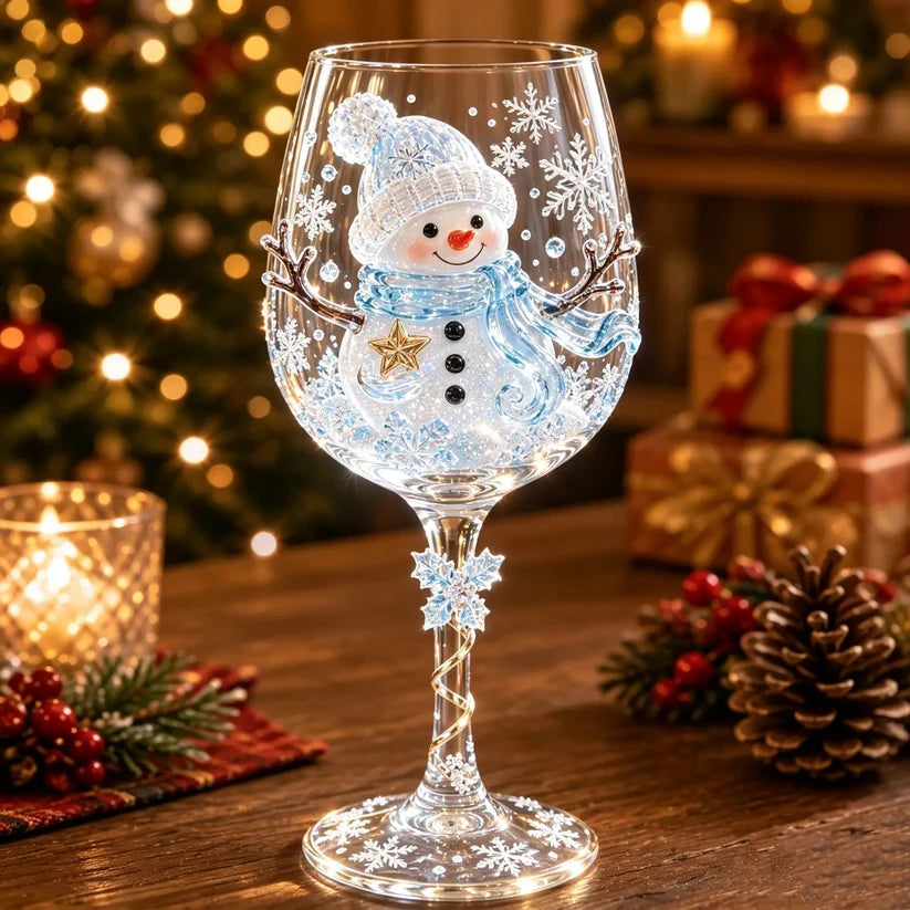 🎄 Christmas Hosting Essential | Festive 3D Wine Glass Gift Set