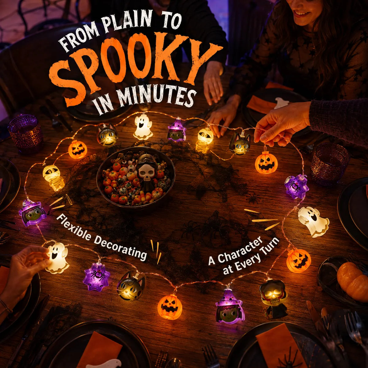 Glowing Halloween Character String Lights