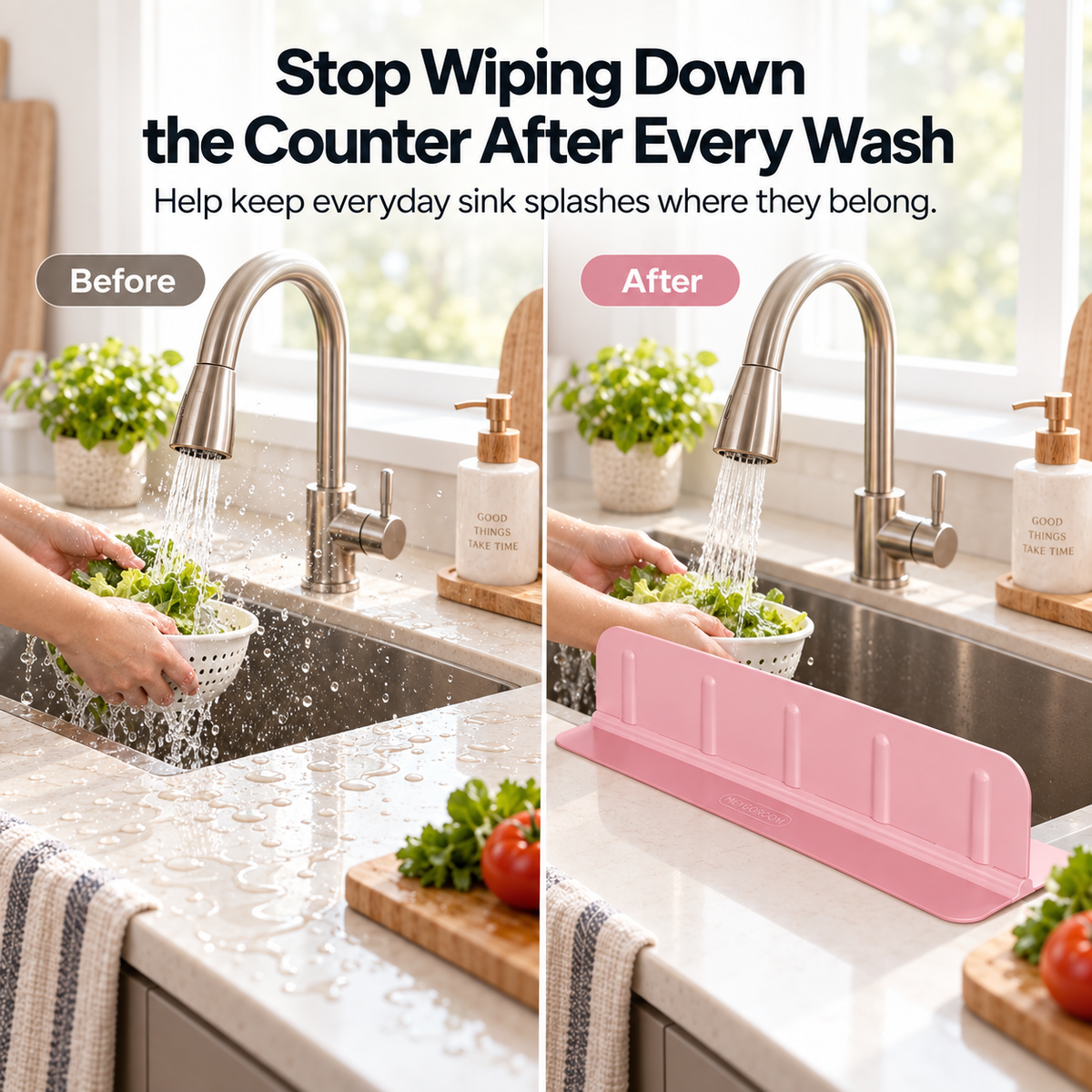 💦 Foldable Sink Splash Guard & Organizer