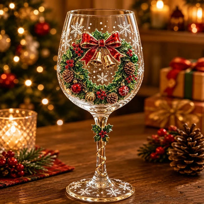 🎄 Christmas Hosting Essential | Festive 3D Wine Glass Gift Set