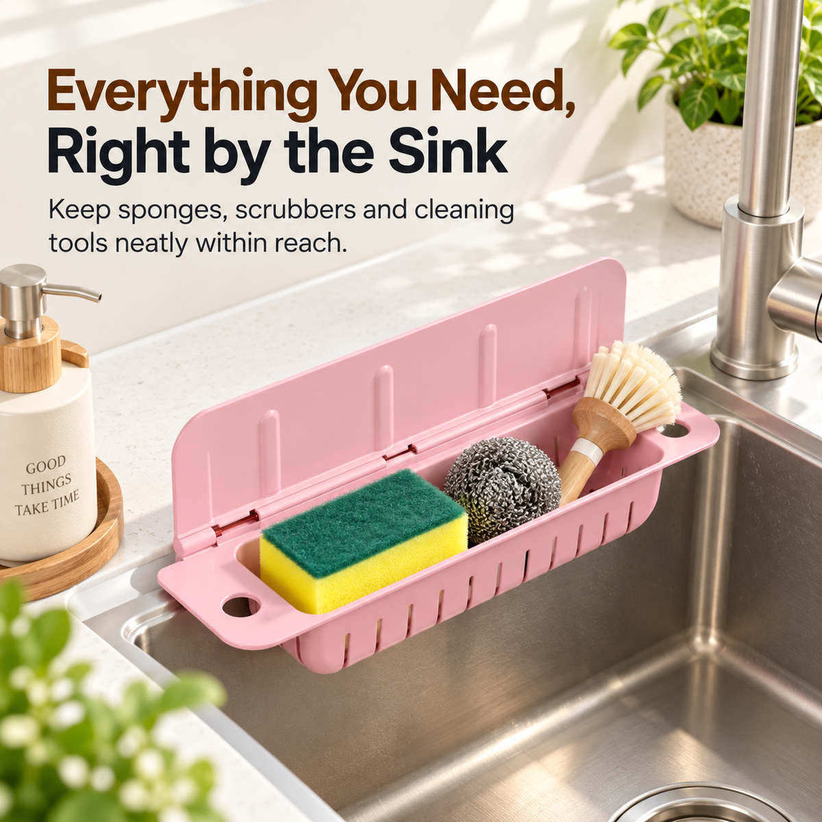 💦 Foldable Sink Splash Guard & Organizer