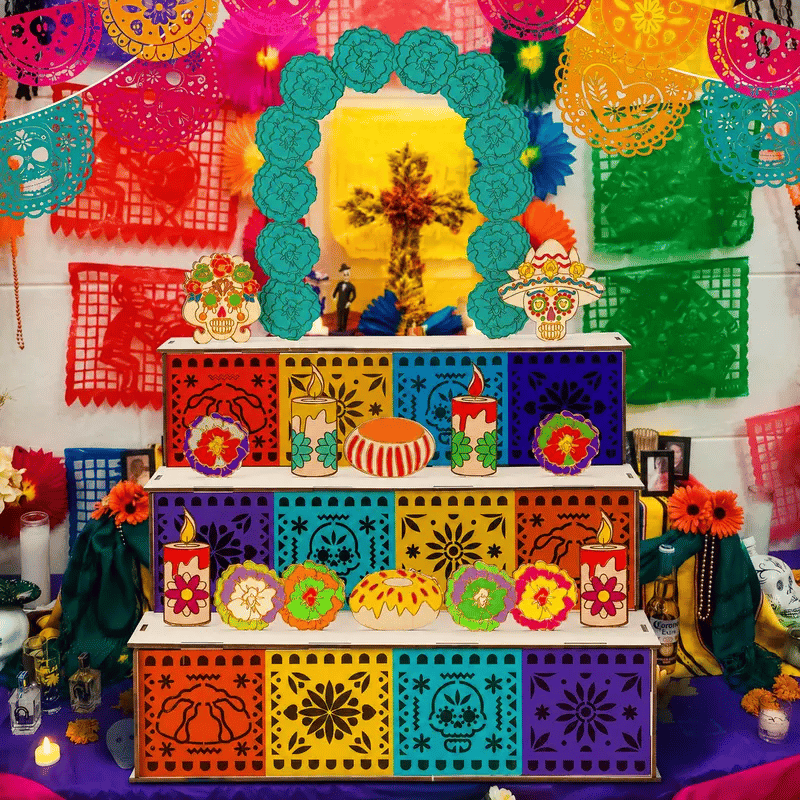 🏵️Day of the Dead Wooden Altar Display Set | 💕Death is not the end of life, forgetting is(📦Buy 2 Free Shipping)