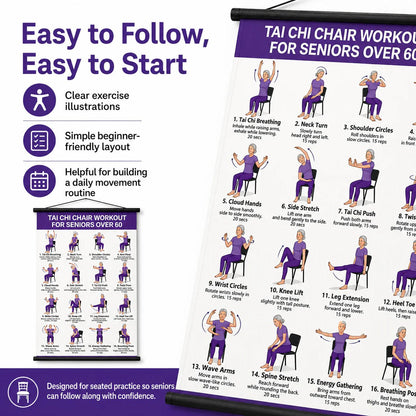 Tai Chi Chair Workout Chart for Seniors (16 x 24 inches)