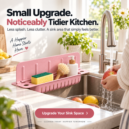 💦 Foldable Sink Splash Guard & Organizer