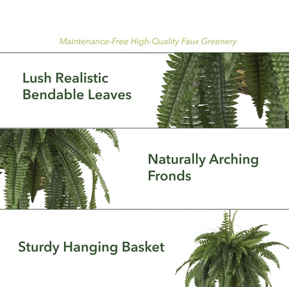 🌿🏡Artificial Hanging Fern Plant – Effortless Greenery for Home & Garden