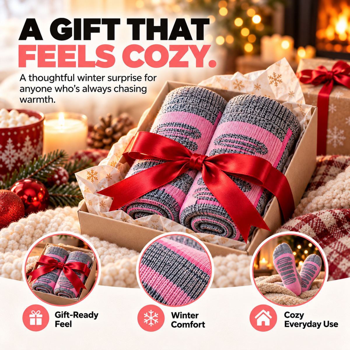 🥶 Tired of Freezing Feet in Winter?Rechargeable Heated Knee-High Socks for Lasting Cozy Warmth!
