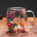 🎄🌸Transparent Double Glass Flower Tea Cup 350 ml