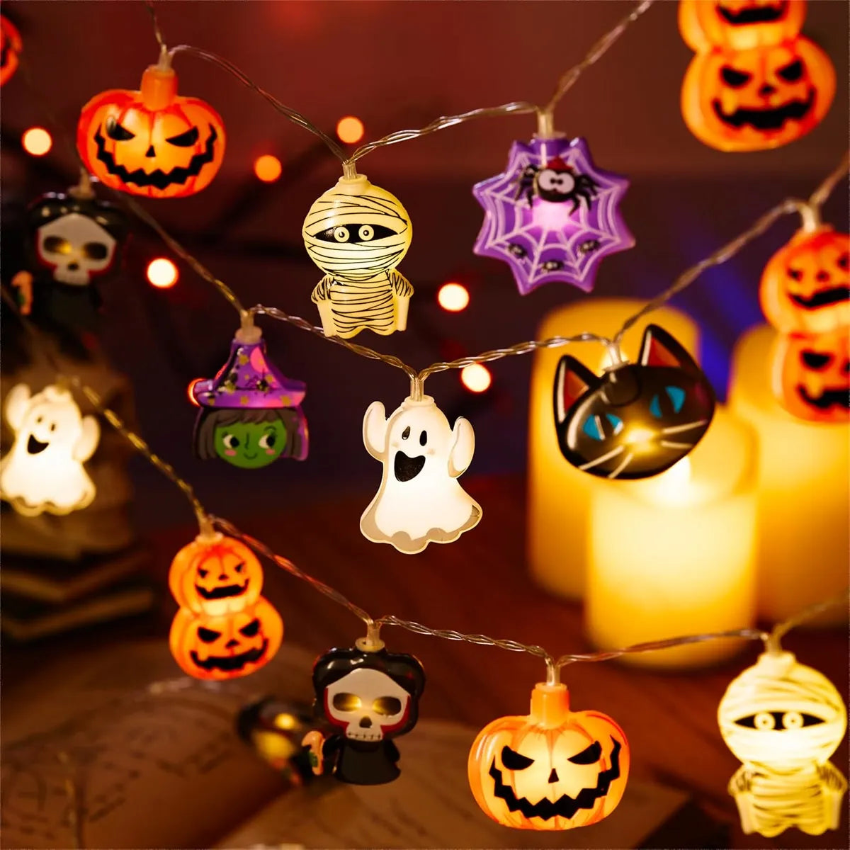 Glowing Halloween Character String Lights