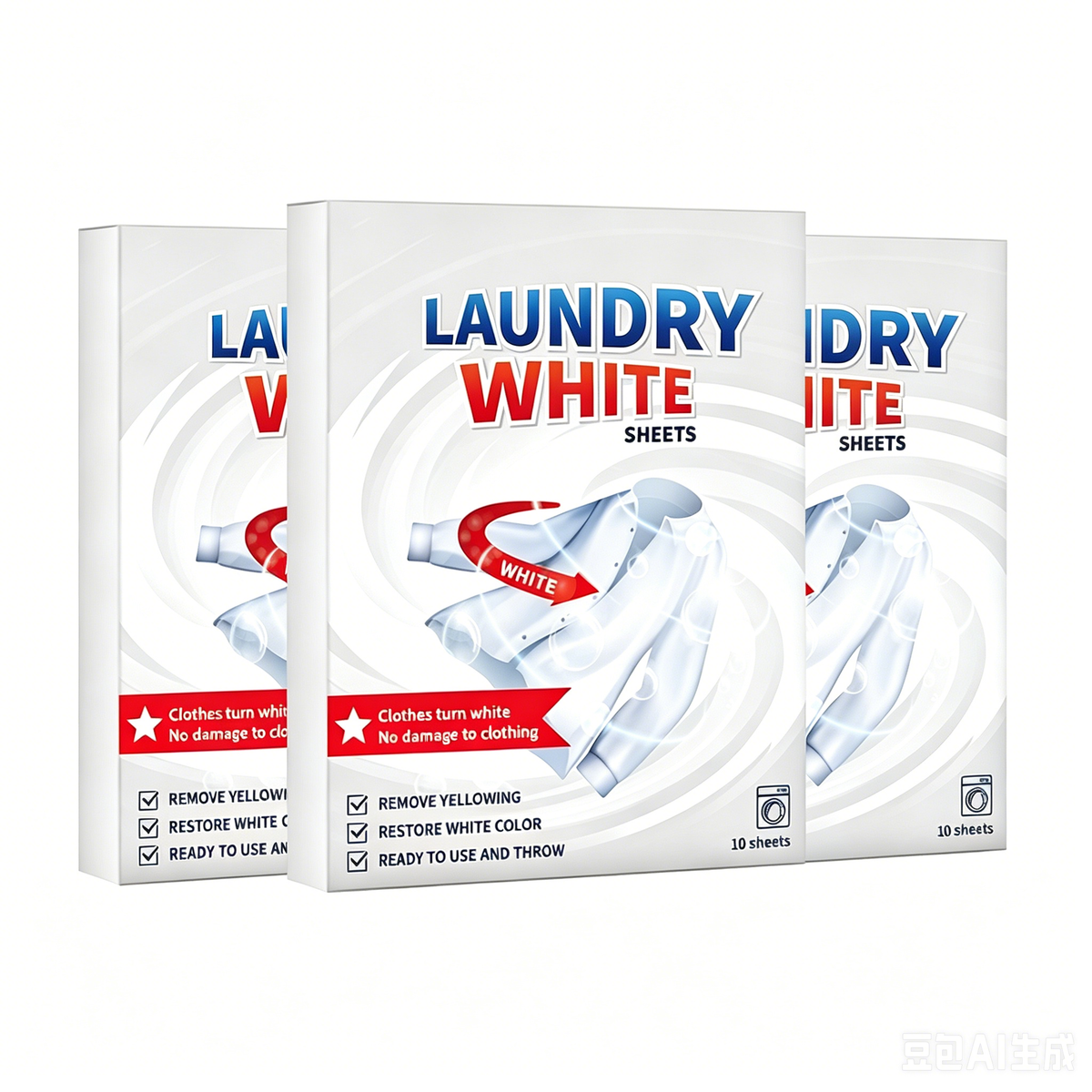 Deep Cleaning Laundry Whitening Sheets, Powerful Stain Remover Brightening Fabric Laundry Cleaning Sheets