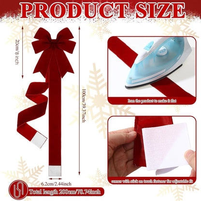 4-Pack Burgundy Velvet Christmas Cabinet Bows - image 6