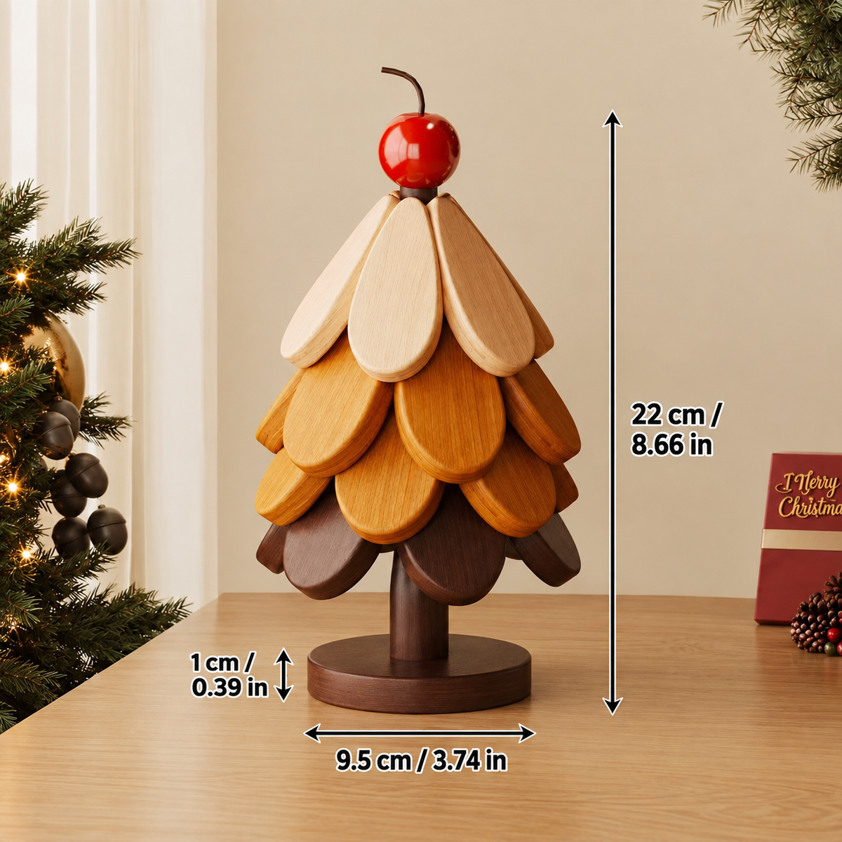 Folding Wooden Christmas Tree Trivet Set for Holiday Tables