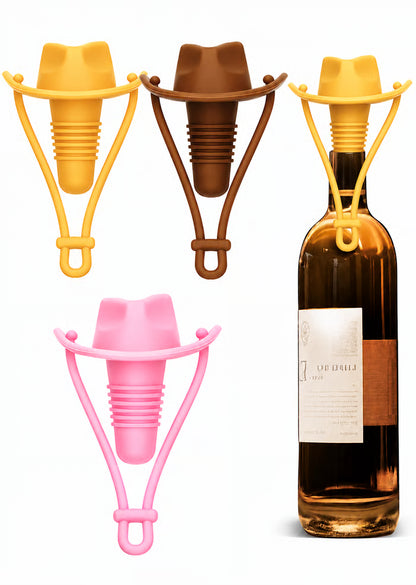 Cute Cowboy Hat Silicone Wine Stopper Reusable Western Wine Bottle Stopper for Party & Gifts