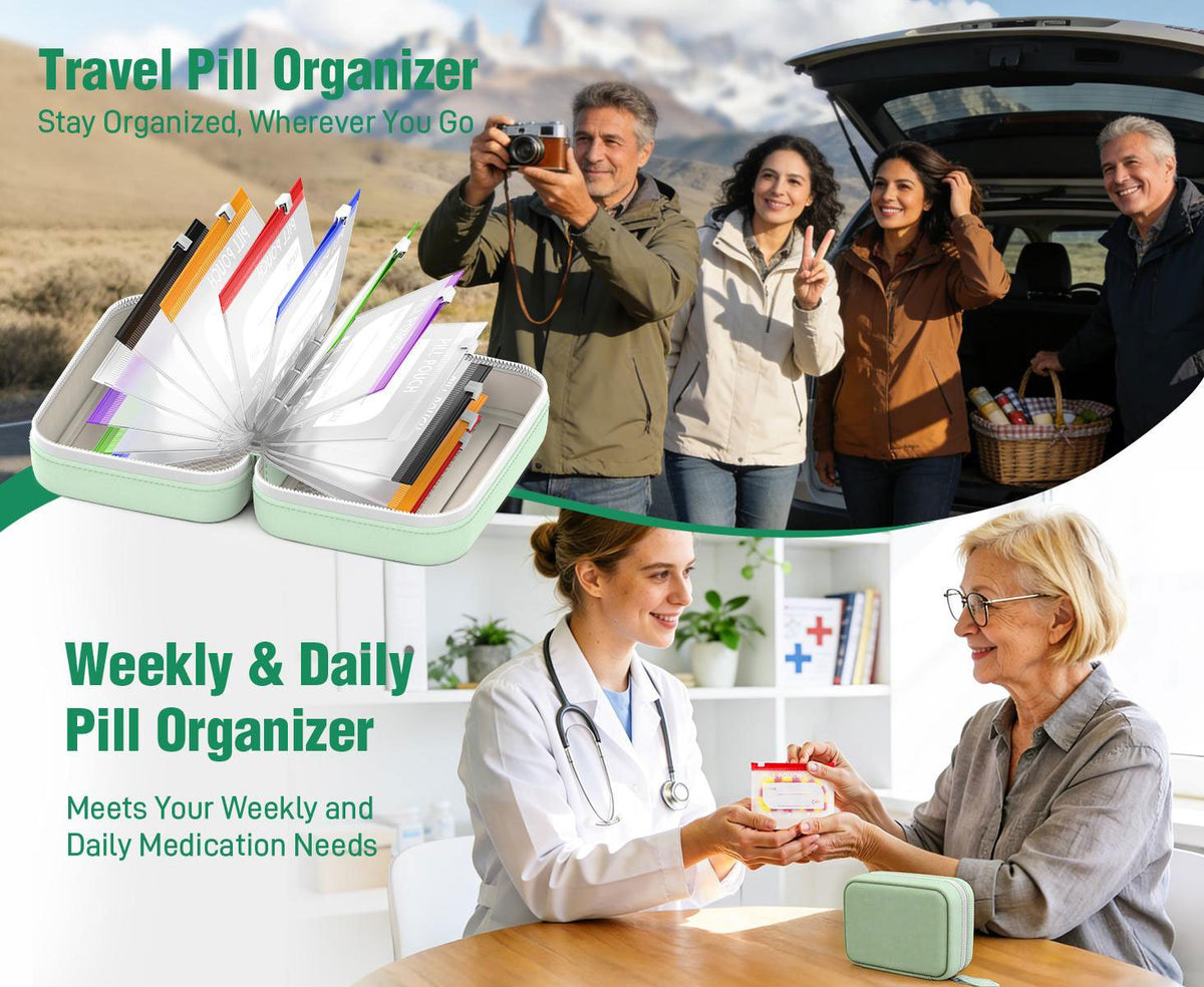 💊 Waterproof Pill Organizer Pouch Set – 🌈 Multi-Color Travel Medication Bags ✨