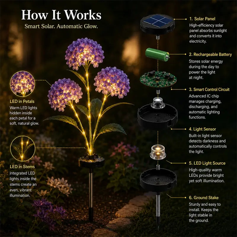 Nature Inspired Floral Solar Garden Pathway Lighting