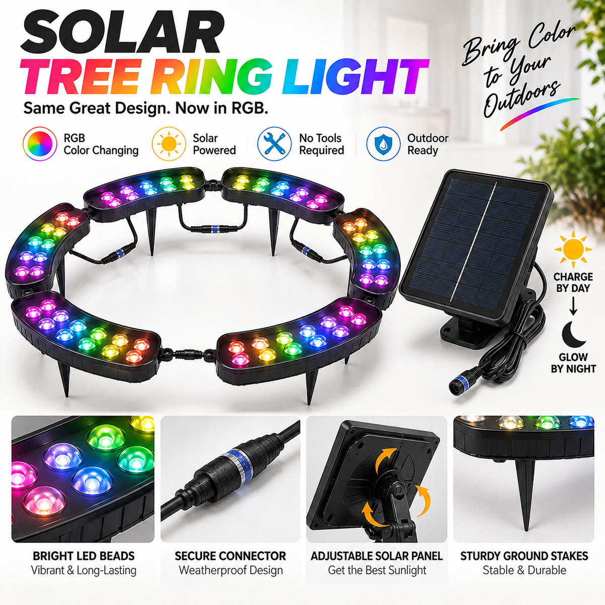 ✨ One Tree. Endless Colors. – Solar RGB Landscape Ring Light