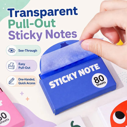 ✍️Transparent Pull-Out Glitter Sticky Notes - 80 Sheets Per Pad, 50 Reuses Per Sheet, Strong Adhesion, Quality Paper