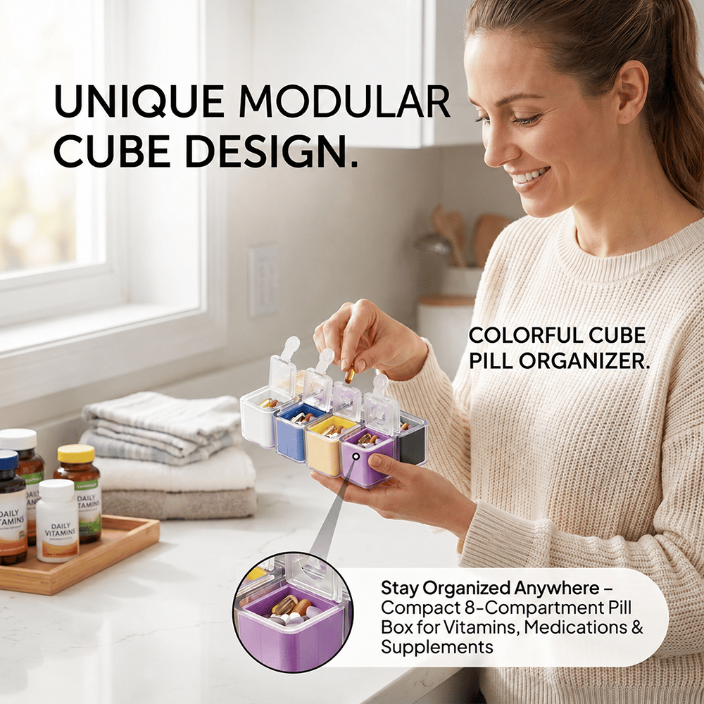 💊 Colorful Cube Pill Organizer