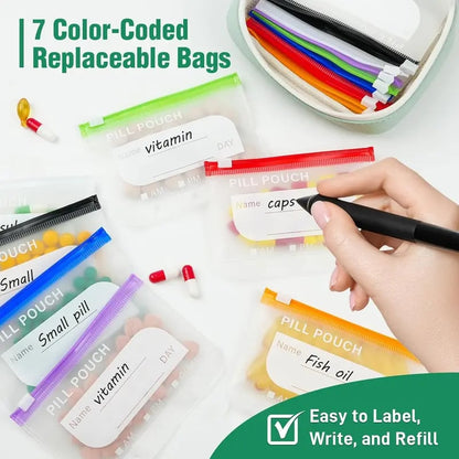 💊 Waterproof Pill Organizer Pouch Set – 🌈 Multi-Color Travel Medication Bags ✨