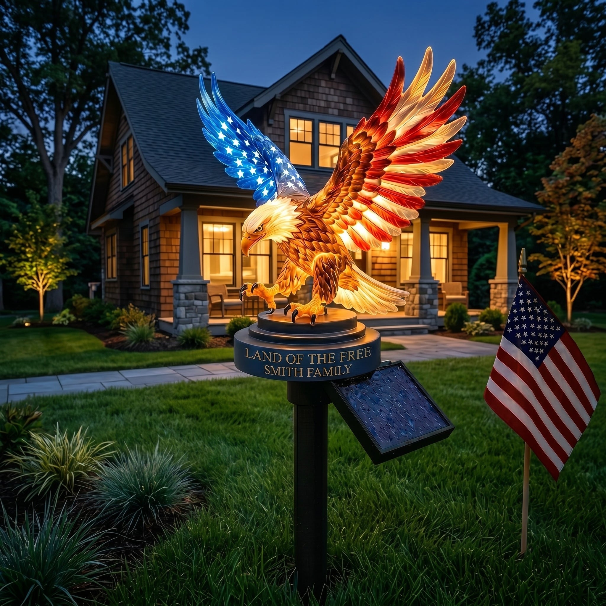 🦅 Personalized Solar Eagle Garden Light