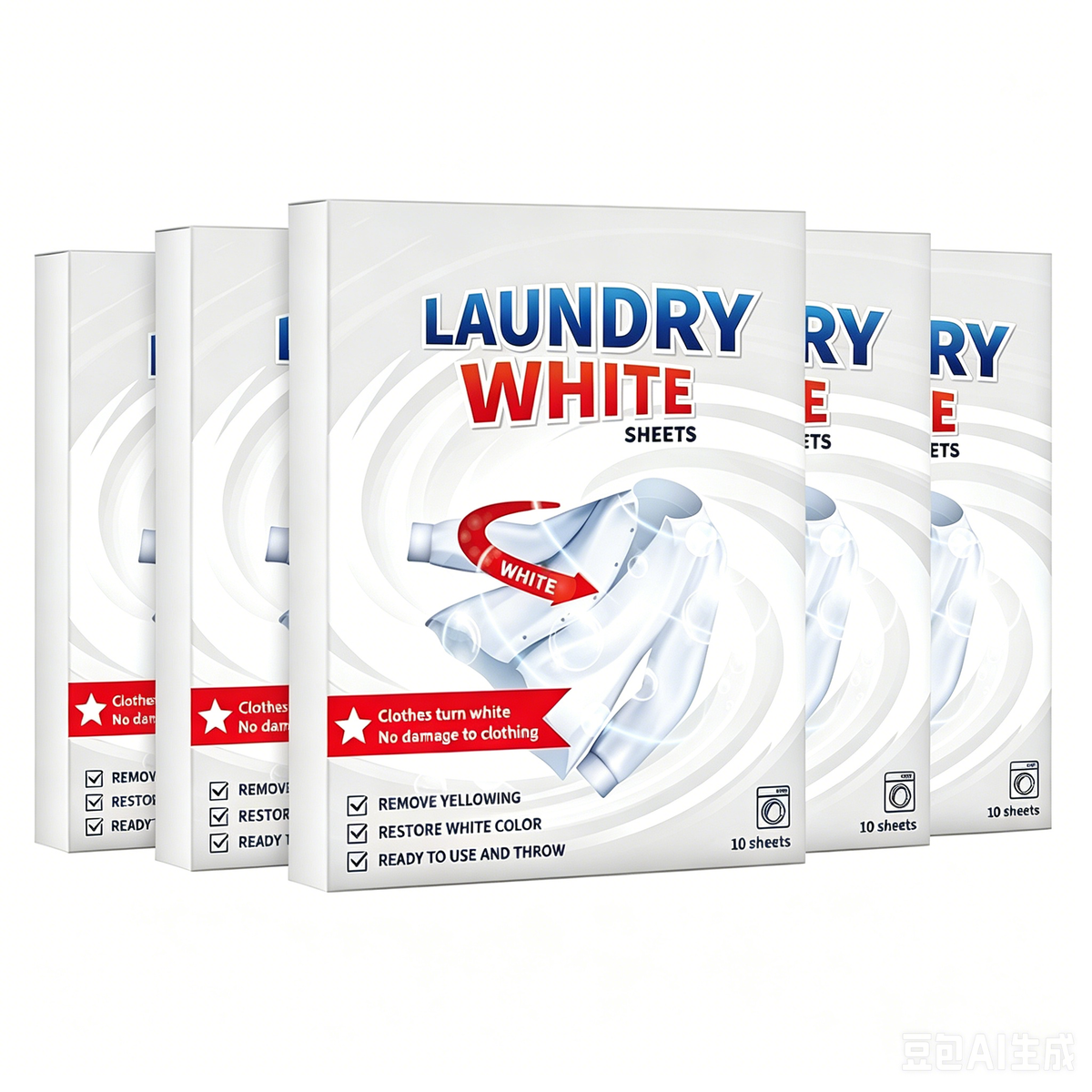 Deep Cleaning Laundry Whitening Sheets, Powerful Stain Remover Brightening Fabric Laundry Cleaning Sheets