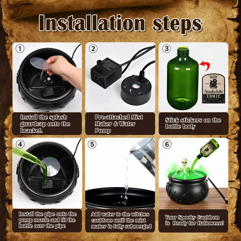 🧙‍♀️ Magic Mist Floating Potion Cauldron — Halloween Gothic Decor