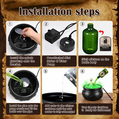 🧙‍♀️ Magic Mist Floating Potion Cauldron — Halloween Gothic Decor