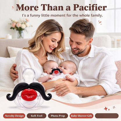 💋 Kissable Mustache Pacifier – Funny Lips & Mustache Novelty Design👶