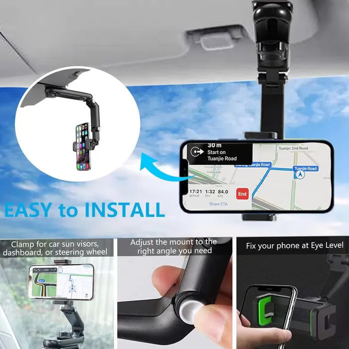 🏆New 1080° Multi-function Sun Visor Universal 360 Degree Rotating Phone Holder