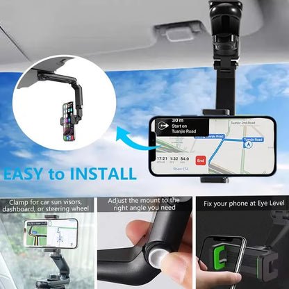 🏆New 1080° Multi-function Sun Visor Universal 360 Degree Rotating Phone Holder