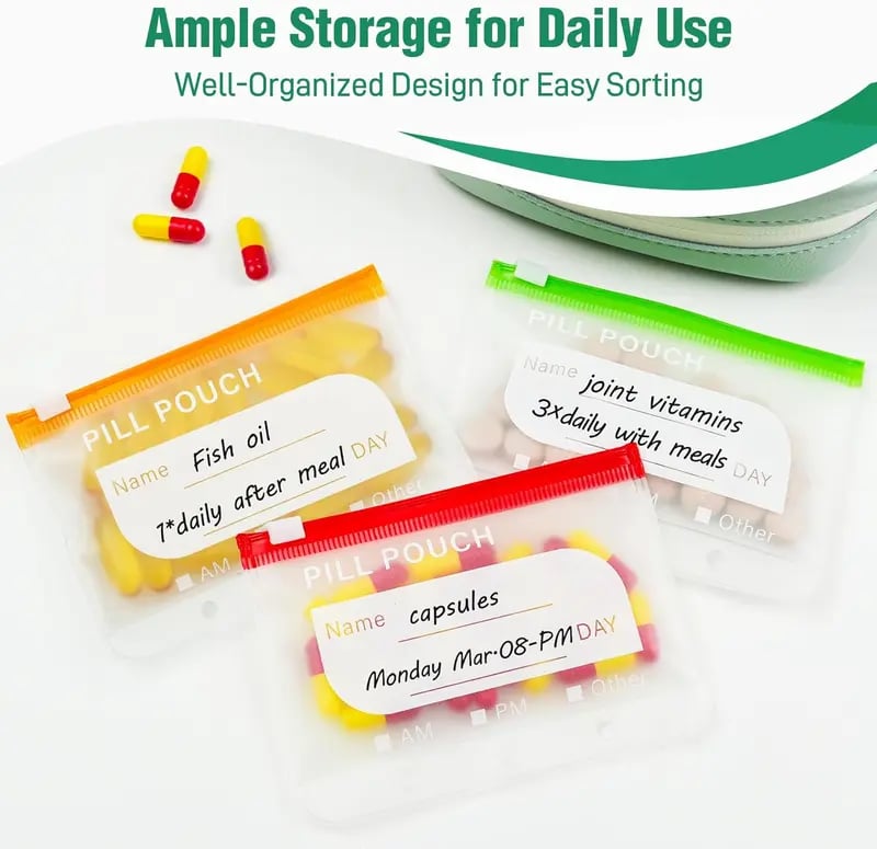 💊 Waterproof Pill Organizer Pouch Set – 🌈 Multi-Color Travel Medication Bags ✨