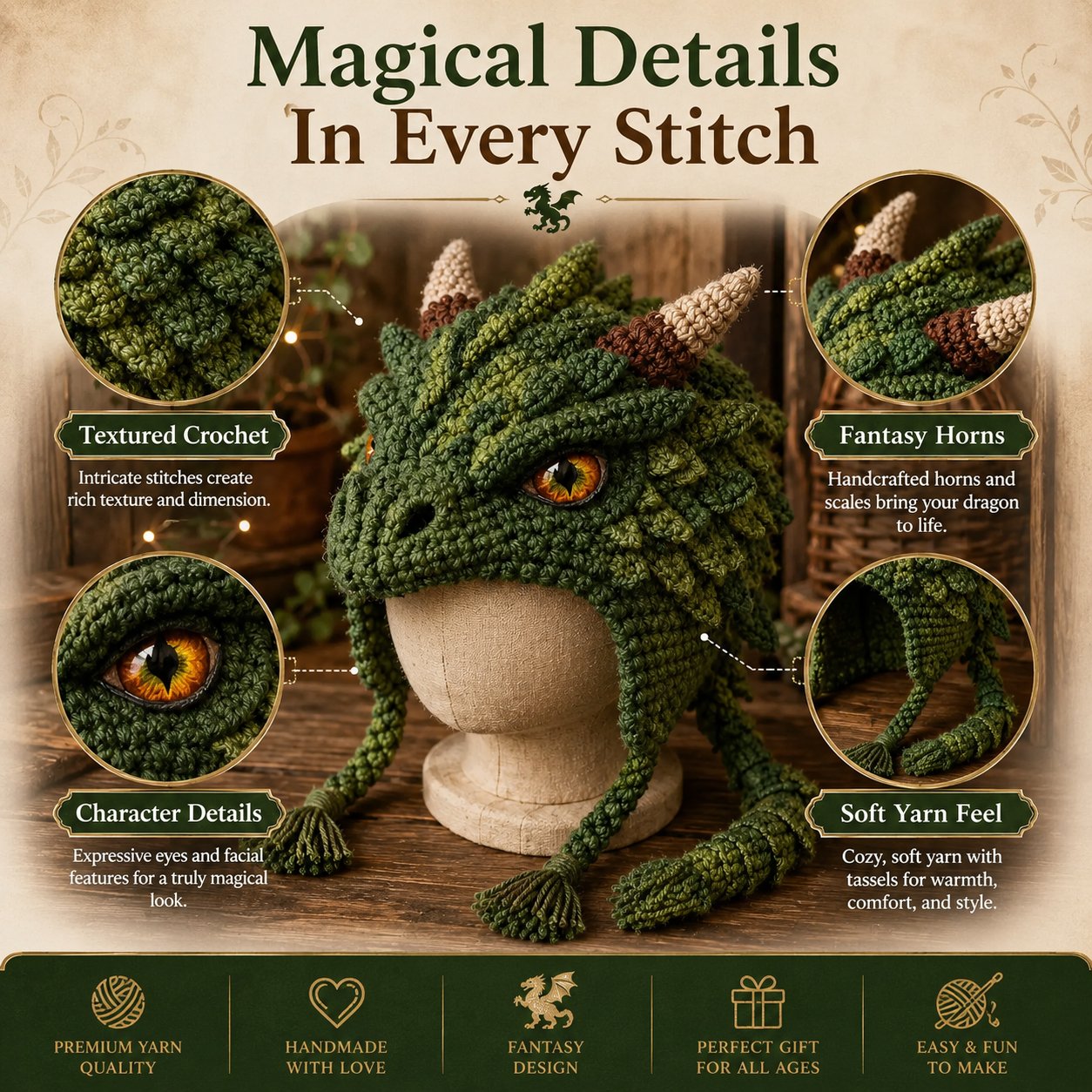 Fantasy Hood Hat DIY Crochet Kit