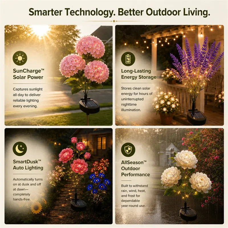 Nature Inspired Floral Solar Garden Pathway Lighting