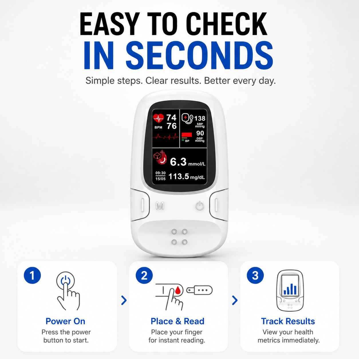 easy three step health monitor use