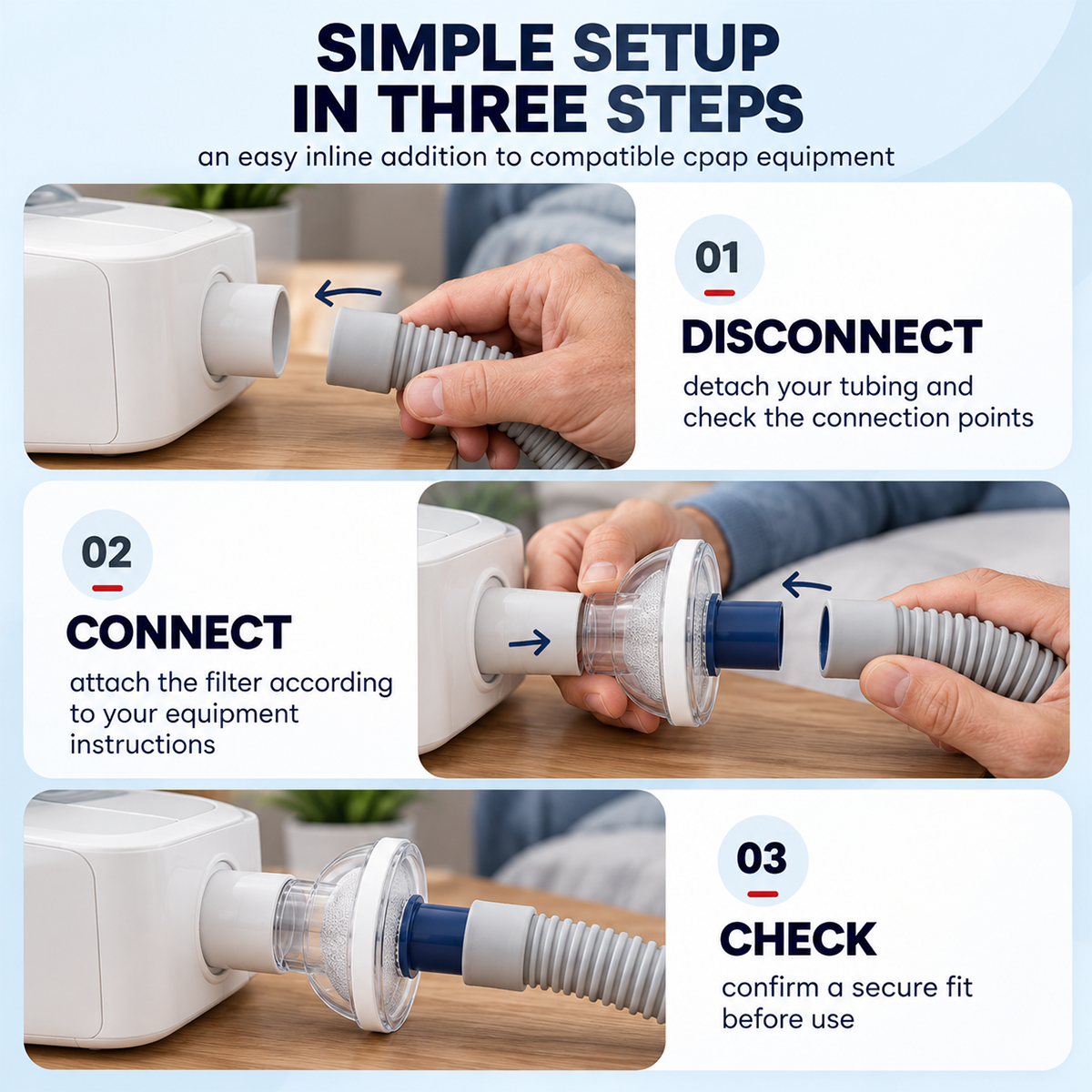 Inline CPAP Bacteria & Particle Filter