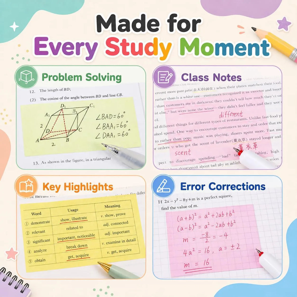 ✍️Transparent Pull-Out Glitter Sticky Notes - 80 Sheets Per Pad, 50 Reuses Per Sheet, Strong Adhesion, Quality Paper