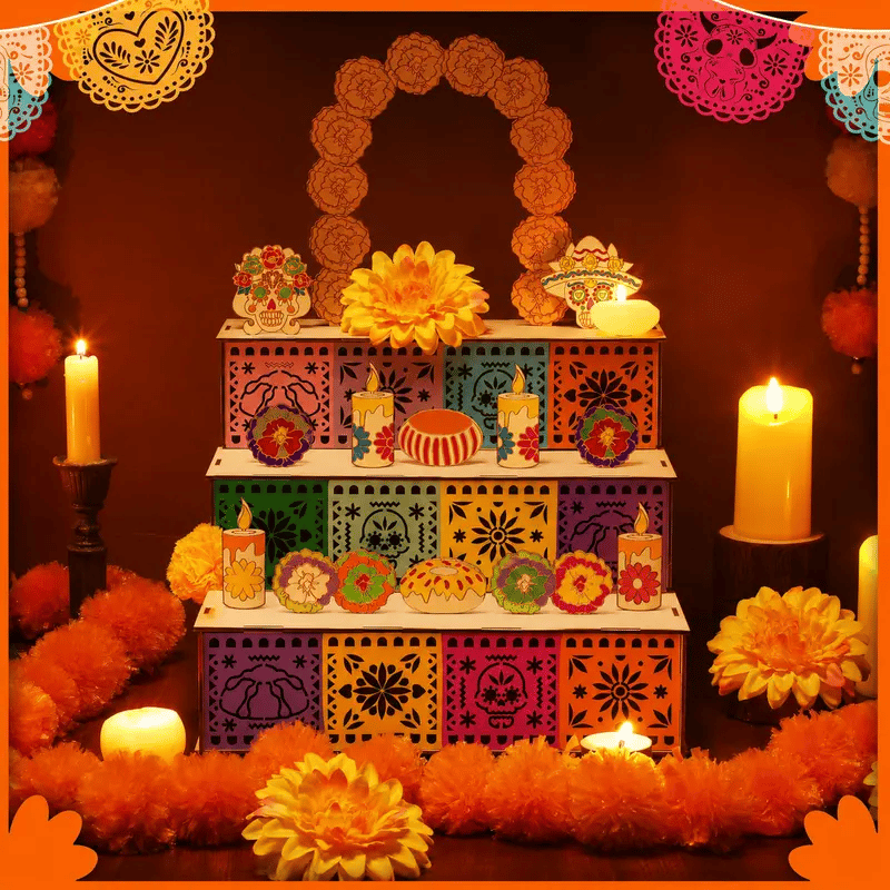 🏵️Day of the Dead Wooden Altar Display Set | 💕Death is not the end of life, forgetting is(📦Buy 2 Free Shipping)