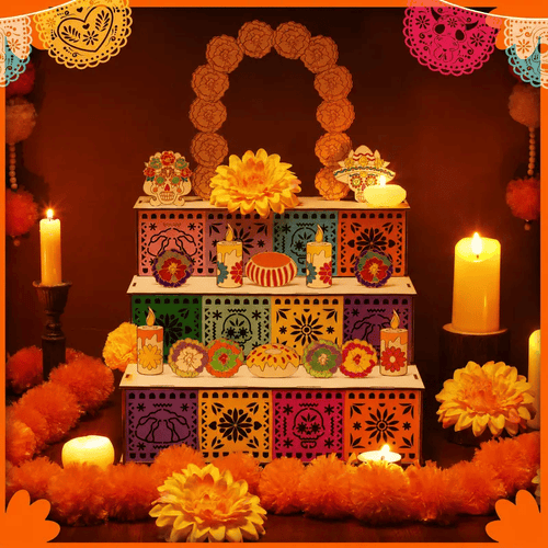 🏵️Day of the Dead Wooden Altar Display Set | 💕Death is not the end of life, forgetting is(📦Buy 2 Free Shipping)