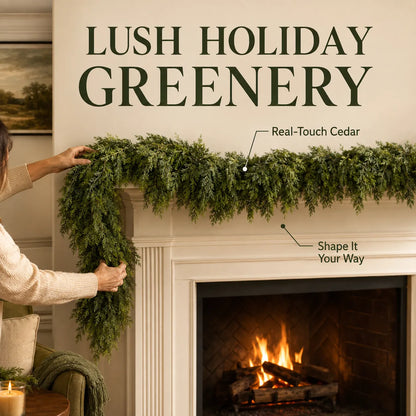 Lush Real-Touch Faux Cedar Christmas Garland