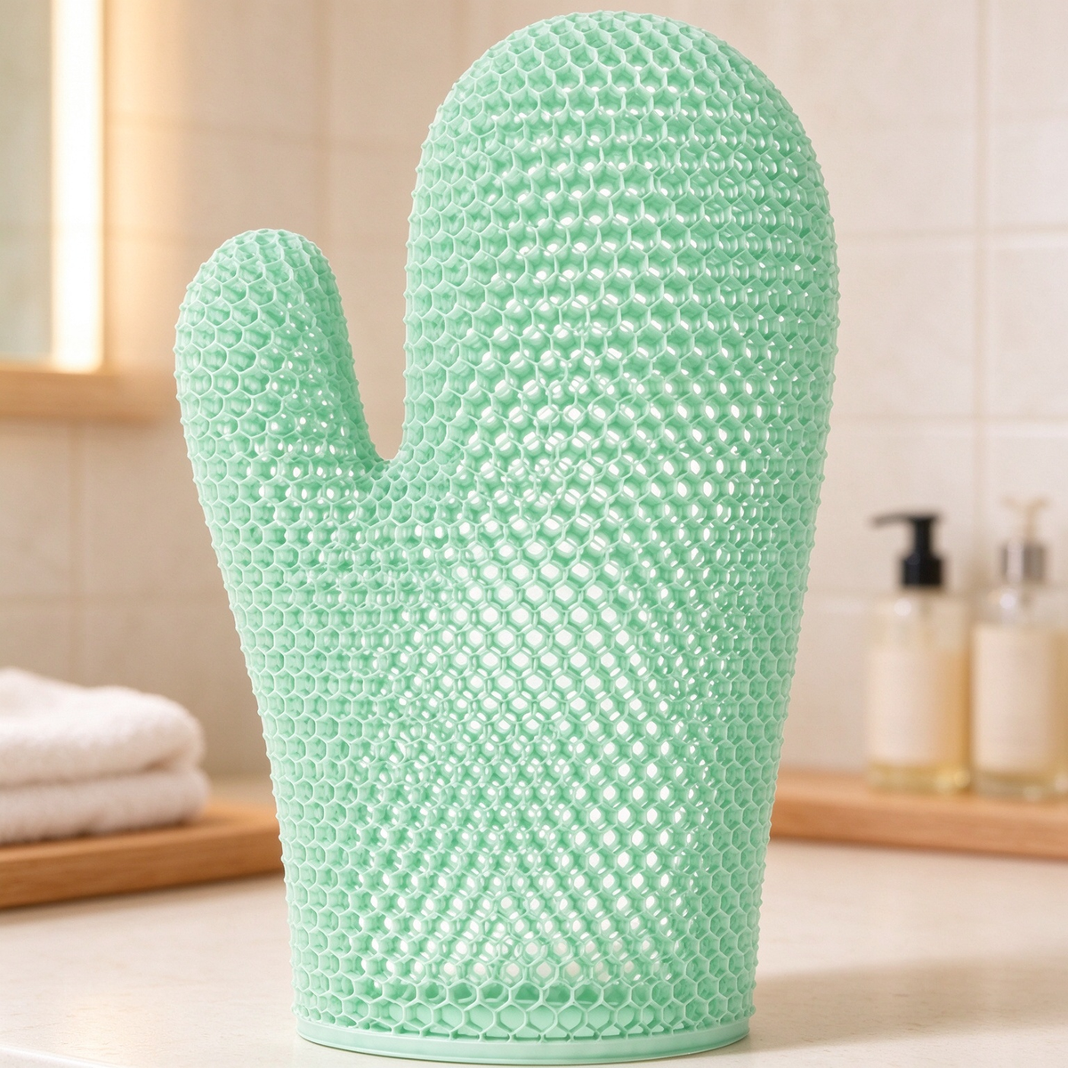 Honeycomb Mesh Shower Scrub Gloves - image 15