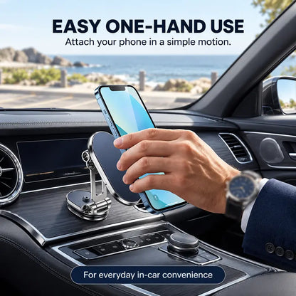 Foldable Magnetic Car Phone Holder, Zinc Alloy 360° Rotating Dashboard Mount