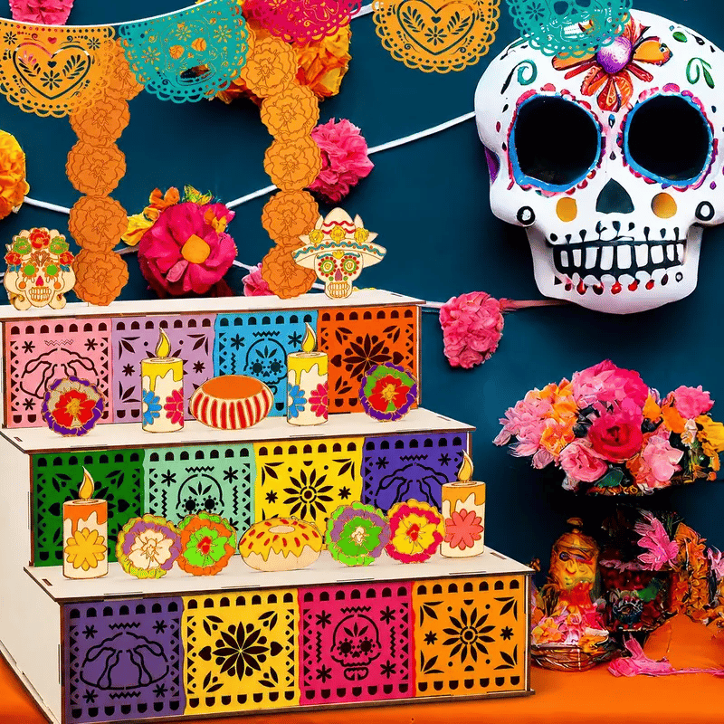 🏵️Day of the Dead Wooden Altar Display Set | 💕Death is not the end of life, forgetting is(📦Buy 2 Free Shipping)