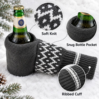 ❄️ Nordic Knit Beer Mitten 🍺 Universal Thermal Beverage Glove for Beer Bottles & Cans